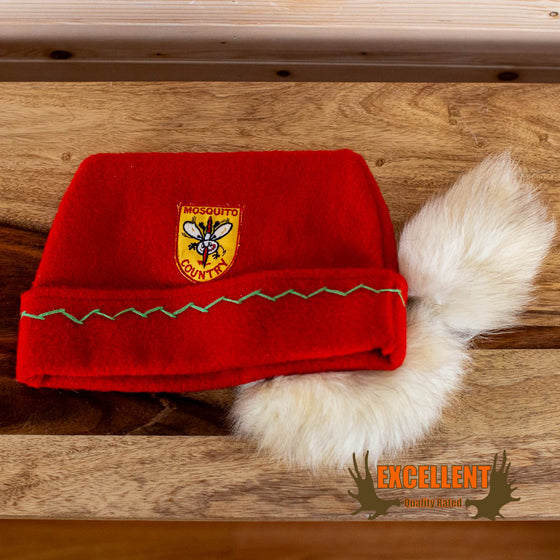 woolen tuque hat with fox tail for sale