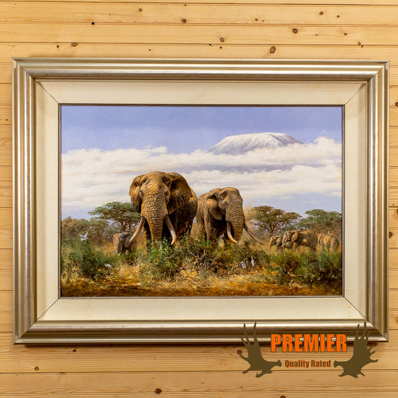 eric forlee original oil on canvas signed painting elephants kilimanjaro for sale