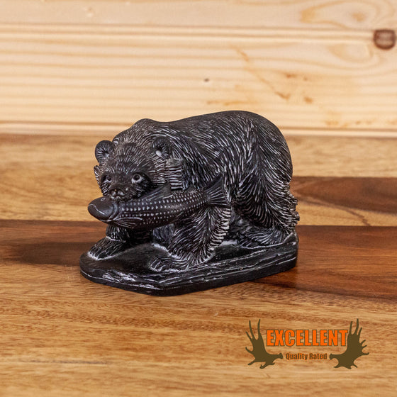 sculpted metal bear fishing figurine for sale